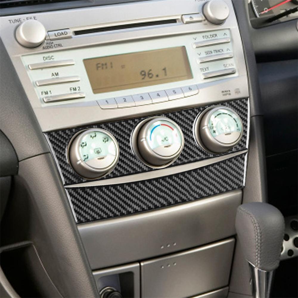 2x Black Carbon Fiber Dash Central Console Cover Trim For Toyota Camry 2007-2011