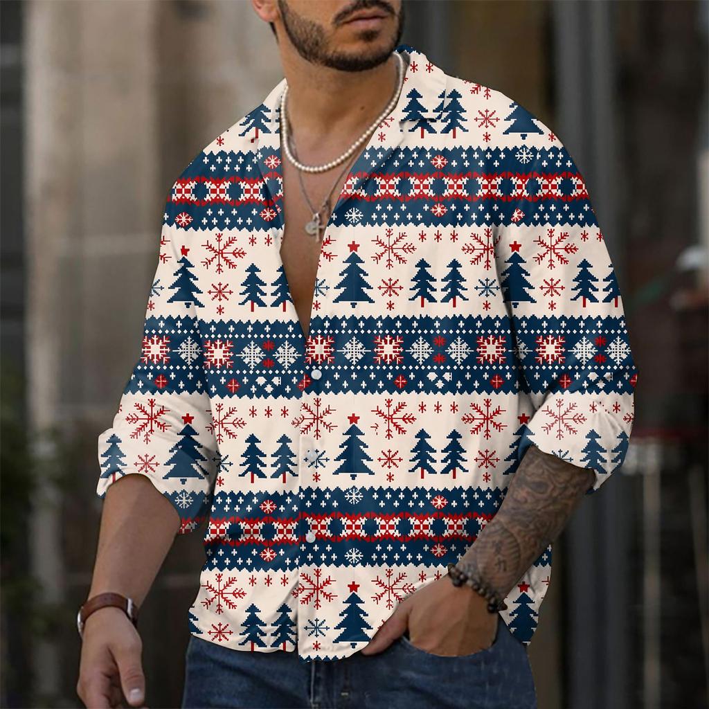 Men'S Casual Loose Fitting Long Sleeved Shirt Fashionable Lapel Shirt Top