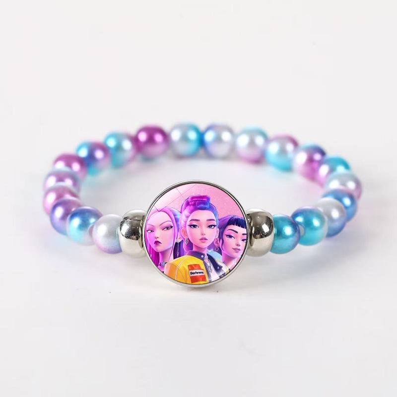 K-POP Demon Hunters Theme Beaded Bracelet, Fashion Handmade Wristband for Girls, Ideal Birthday Holiday Gift & Party Accessories