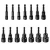 6-19mm Magnetic Nut Screwdriver Deep Socket Adapter 1/4inch Hex Wrench Heads Chromium-vanadium Steel Deep Socket 1/4 Hex Socket