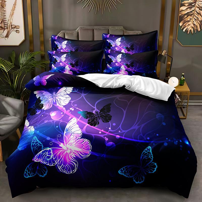 Красочный комплект постельного белья с бабочками, сверкающий 3D пододеяльник DE/AU/EU, полноразмерный роскошный женский пододеяльник