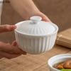 Pure White Ceramic with Lid Bowl Creative Soup Bowl Steamed Egg Bowl Dessert Bowls Service Bowls Hotel Specialty Tableware