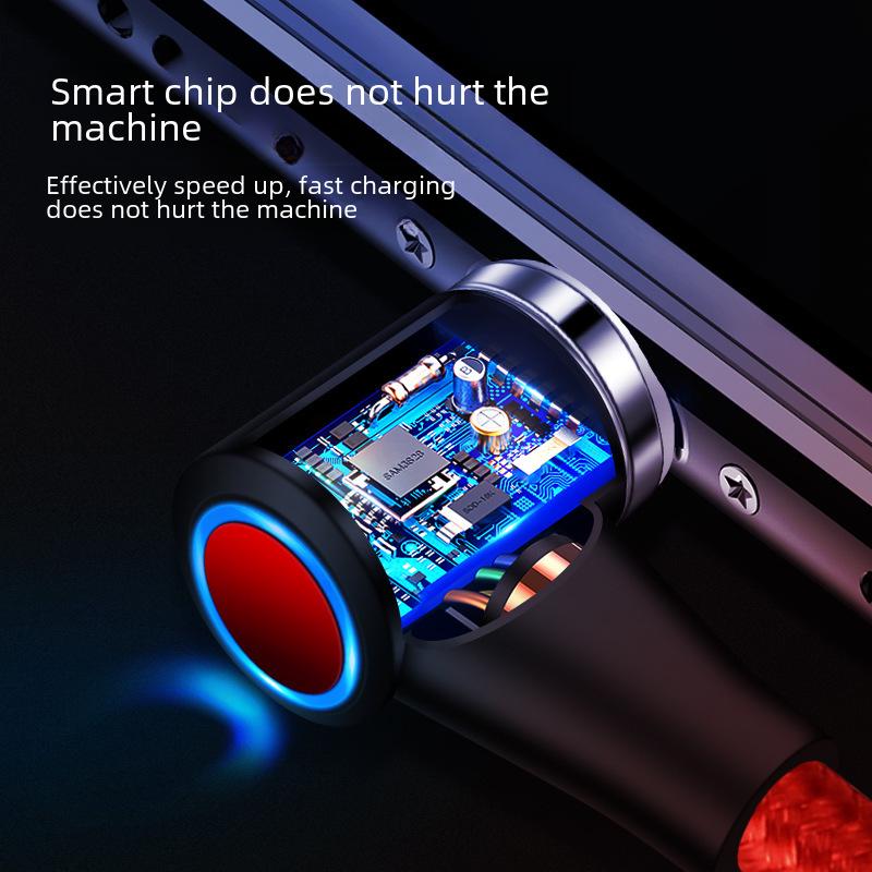 Магнитный кабель для передачи данных 3A Elbow: Быстрая зарядка и передача данных от одного до трех током 5 А для устройств Android и Type-C.