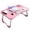 Kids Laptop Desk with Cup Holder Density Board Foldable Bed Table for Household BedroomPink