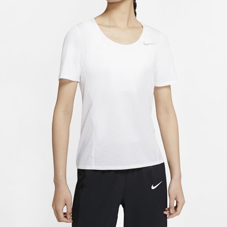 Nike T Shirts Women's White Crew Neck Moderate Straight Fit CU3235-100