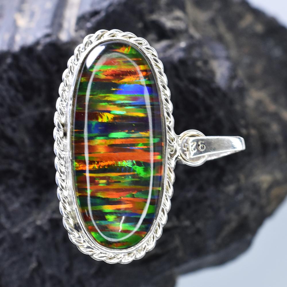 Extremely Rare 30 Ct Natural Oval Opal 925 Sterling Silver Pendant