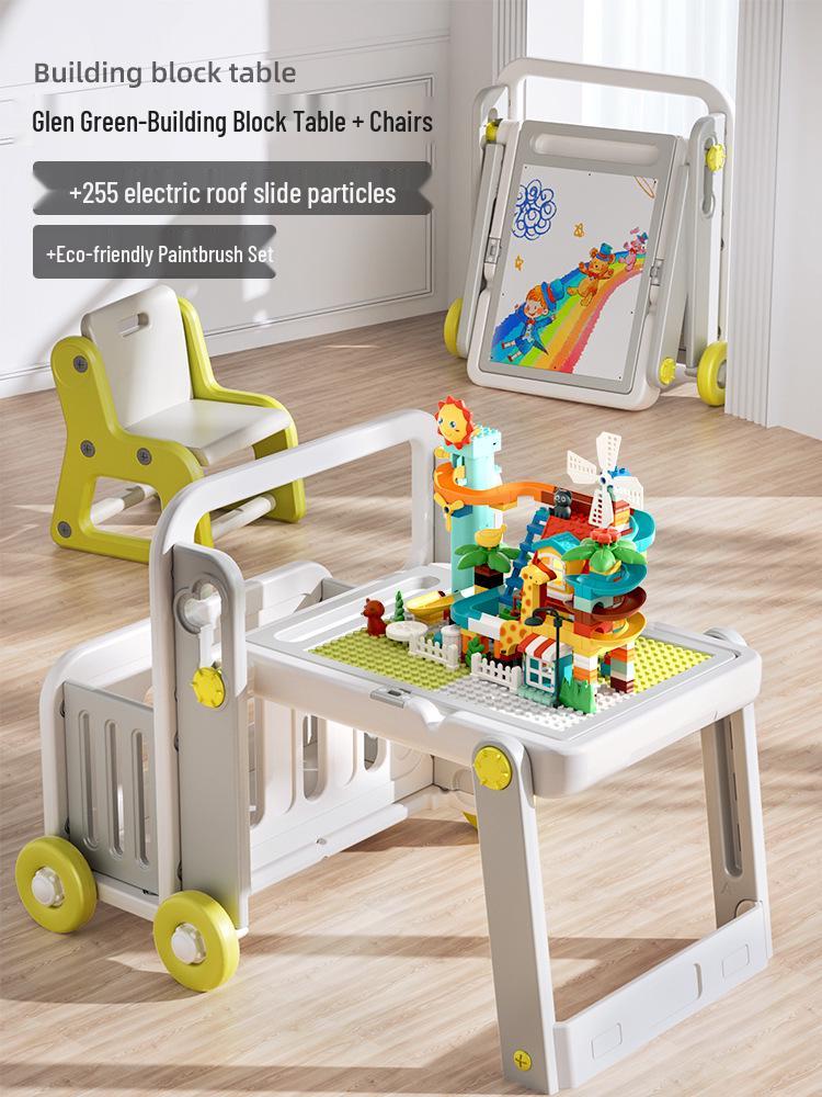 Manlong Convertible Building Block Table & Foldable Drawing Board - Educational Game Table for Boys & Girls, Ideal First Birthday Gift