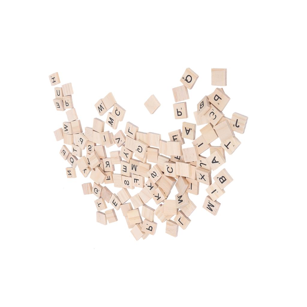 100Pcs Wood Letter Tiles Durable Clear Wearproof Wooden Spelling Tiles Crafts Pendants