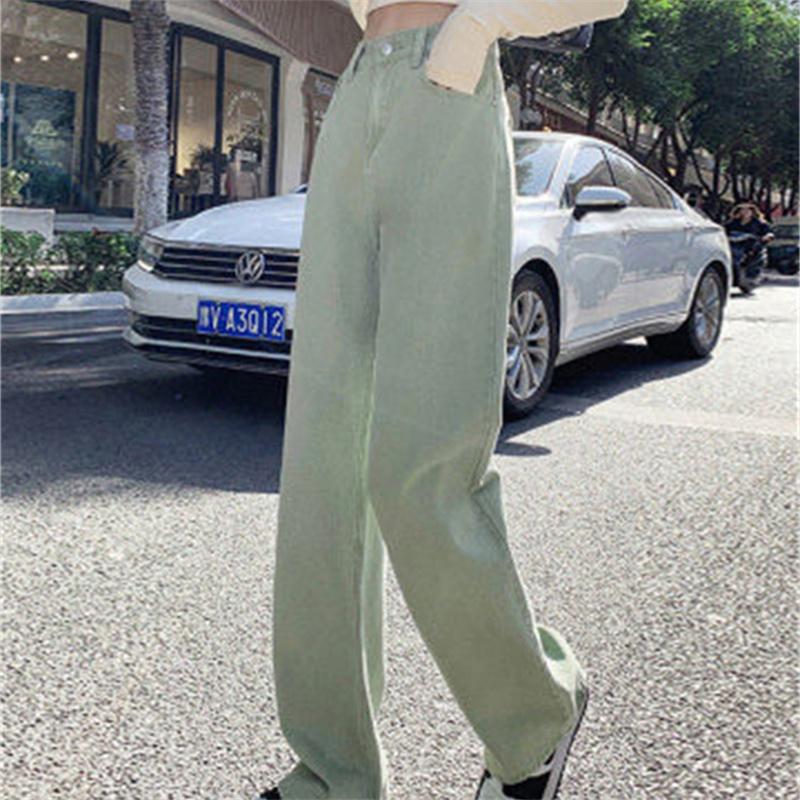 Spring 2022 Womens Fashion High Waist Wide Leg Baggy Jeans Straight Long Denim Pants Casual Streetwear Mom Jeans Trousers for Women