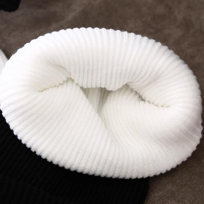 Letter Embroidered Wool Hat Korean Version Ins Fashionable Autumn and Winter Style Warm and Cold Knitted Hat Striped Versatile Cold Hat