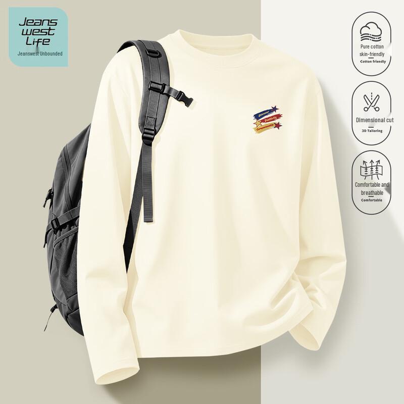 Мужская футболка с длинным рукавом Jeanswest Life 2026 Осень, 100% хлопок