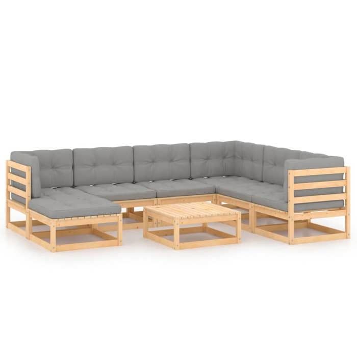 Maison Exclusive - Salon de jardin 8 pcs avec coussins Bois de pin massif