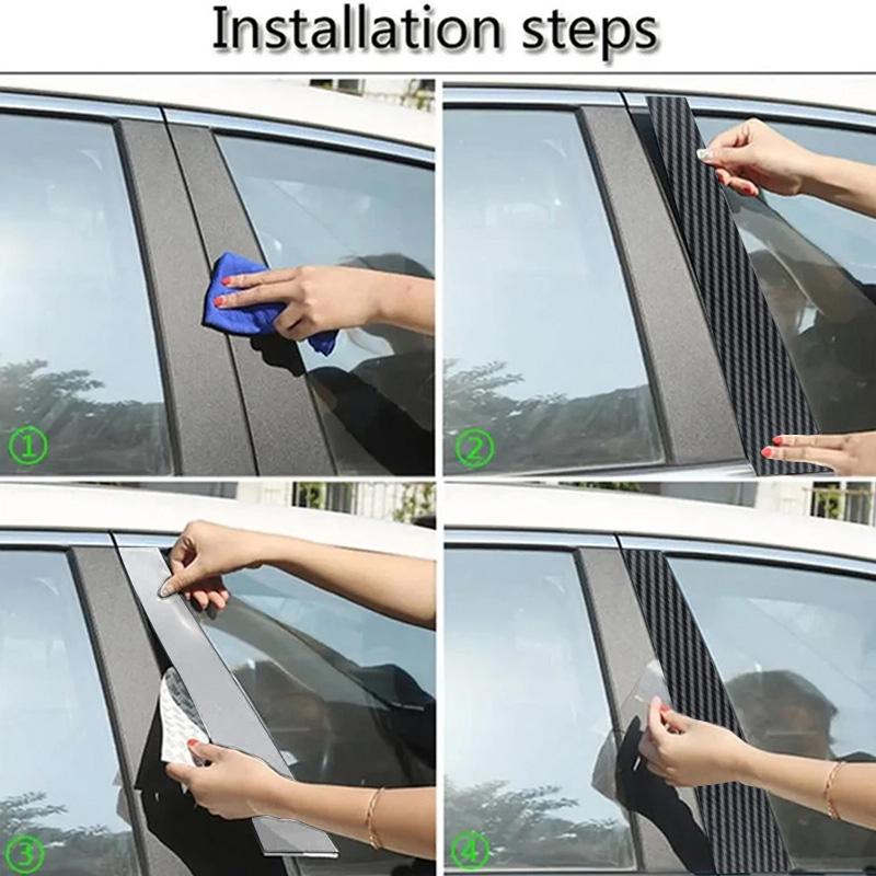 6 шт. карбоновых накладок на стойки дверей и окон автомобиля, наклейки на стойки BC, подходят для Mercedes Benz A Class W169 5-дверный хэтчбек 2005-2012