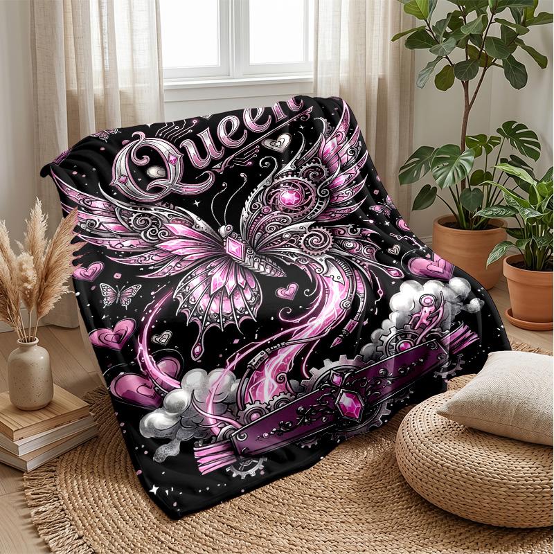 Steampunk Butterfly with Alchemy Theme blanket Lightweight Warm Flannel Blanket Decorative Throw Blanket for Home Decoration