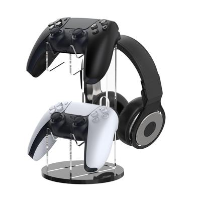 Подставка для контроллера MoKo PS5 PS4, стойка для хранения, акриловый держатель для наушников, подставка для игрового контроллера, настольная, полупрозрачная, черная, с отверстием для зарядки внутри