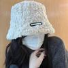 Корейская Панама из Овечьей Шерсти для Женщин Зимняя Плюшевая Утепленная Теплая Ins Универсальная Подчеркивающая Маленькое Лицо Шляпа-Ведро