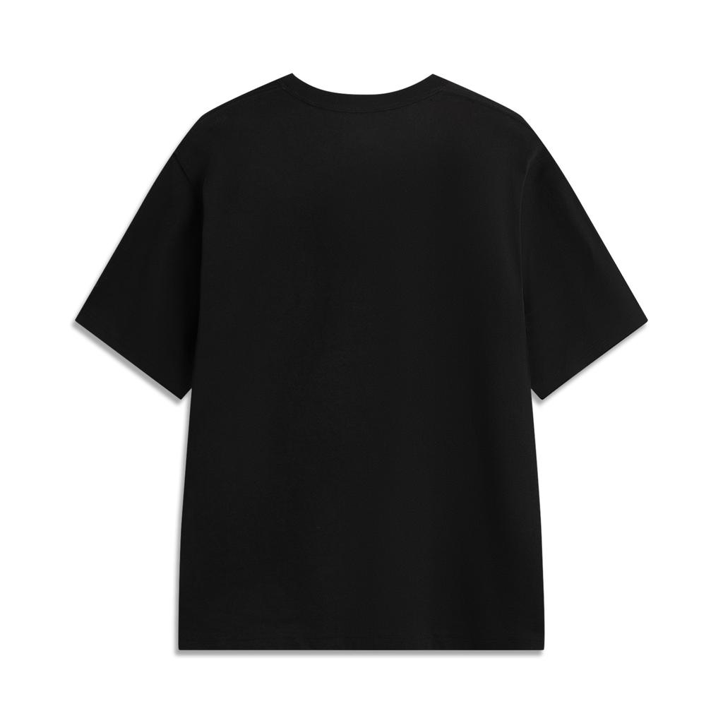 Li Ning Серия Спортивный Стиль Жизни Повседневный Простой Пуловер с Круглым Вырезом Буквенный Свободный Футболка с Коротким Рукавом Унисекс Футболка Черный AHSV741-3