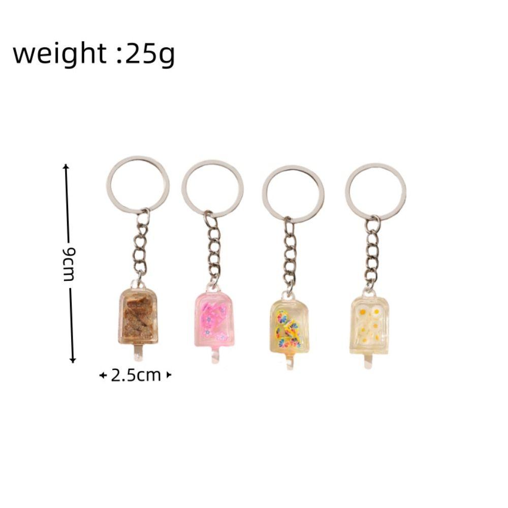 Acrylic Pendant Fruit Ice Cream Keychain Milk Tea Flower Slice Keyring   Car Keychain
