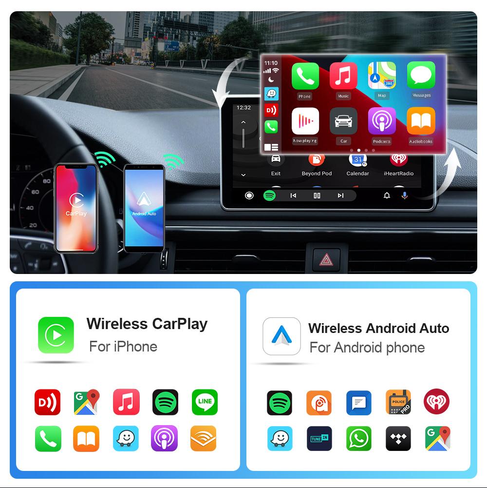 2 в 1 беспроводной адаптер CarPlay для Android, беспроводной адаптер Android Auto, Smart Mini Box, быстрое подключение с проводным подключением к беспроводному
