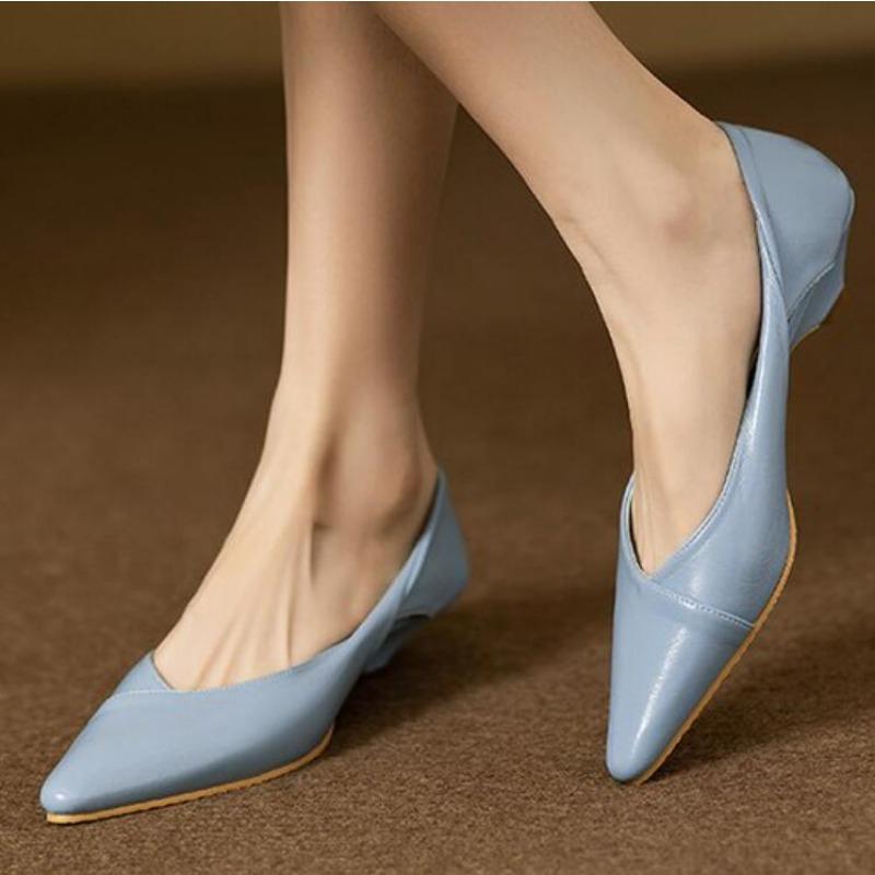 Обувь для Женщин Удобная Женская Летняя Обувь Мокасины Синие Низкий Каблук Элегантный Острый Носок Высокое Качество Популярный Молодежный