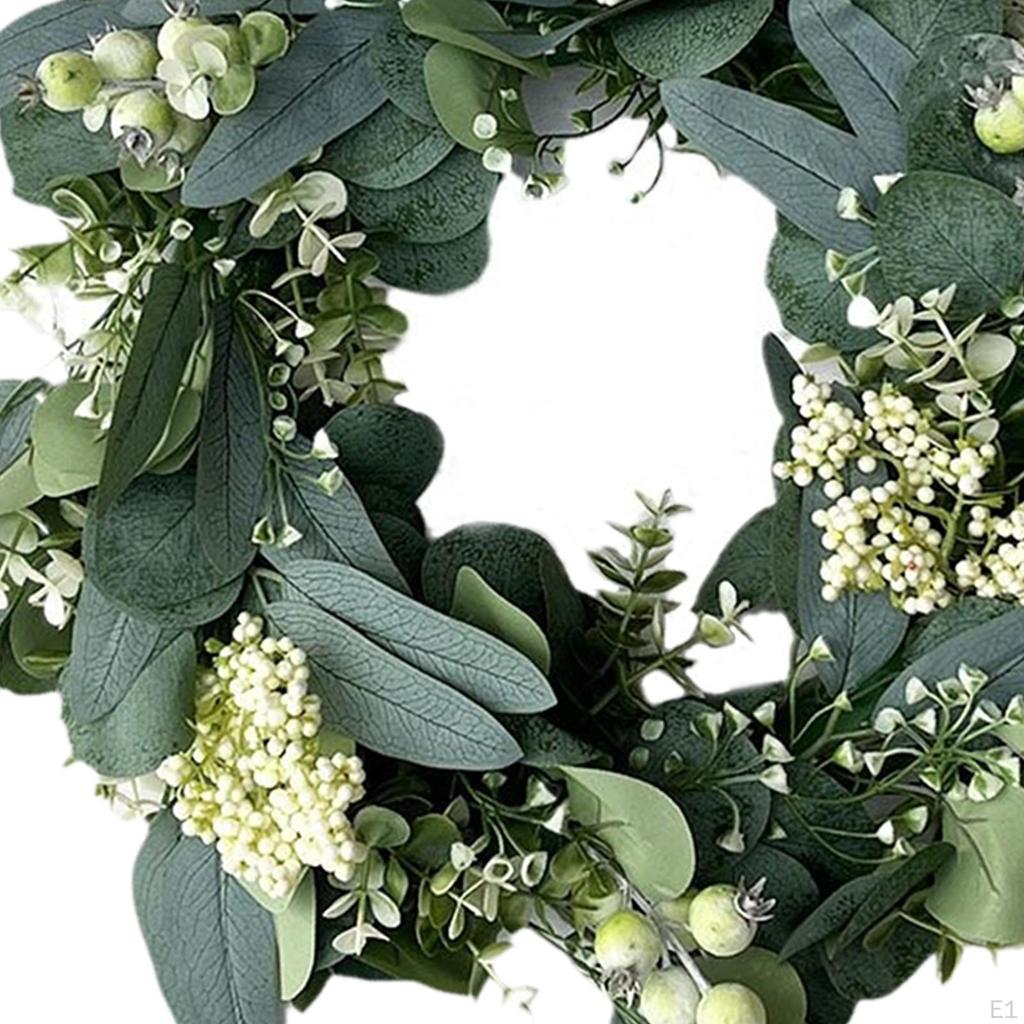 Зеленый Венок из Листьев Украшения Лист Эвкалипта Легкая Гирлянда для Крыльца