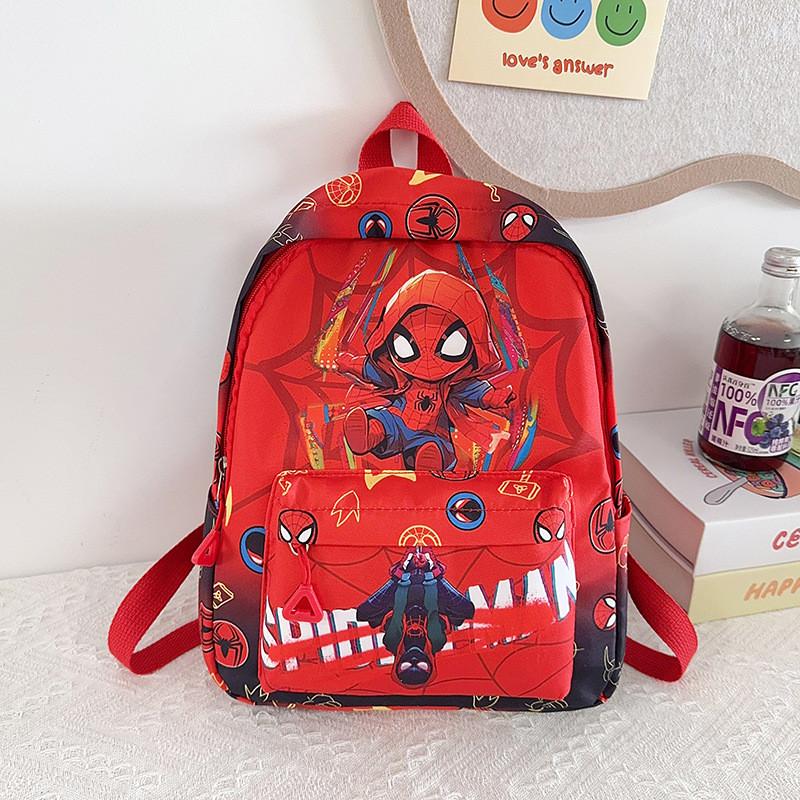 Cartoon Kids Spider Man Backpack For Boys And Girls With Breathable Nylon And Comfortable Shoulder Straps For Kindergarten Daily Use