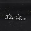 Посеребренные серьги S925, корейские женские серьги со звездами из полого циркона для женщин, простые повседневные асимметричные маленькие серьги, все соответствуют течению