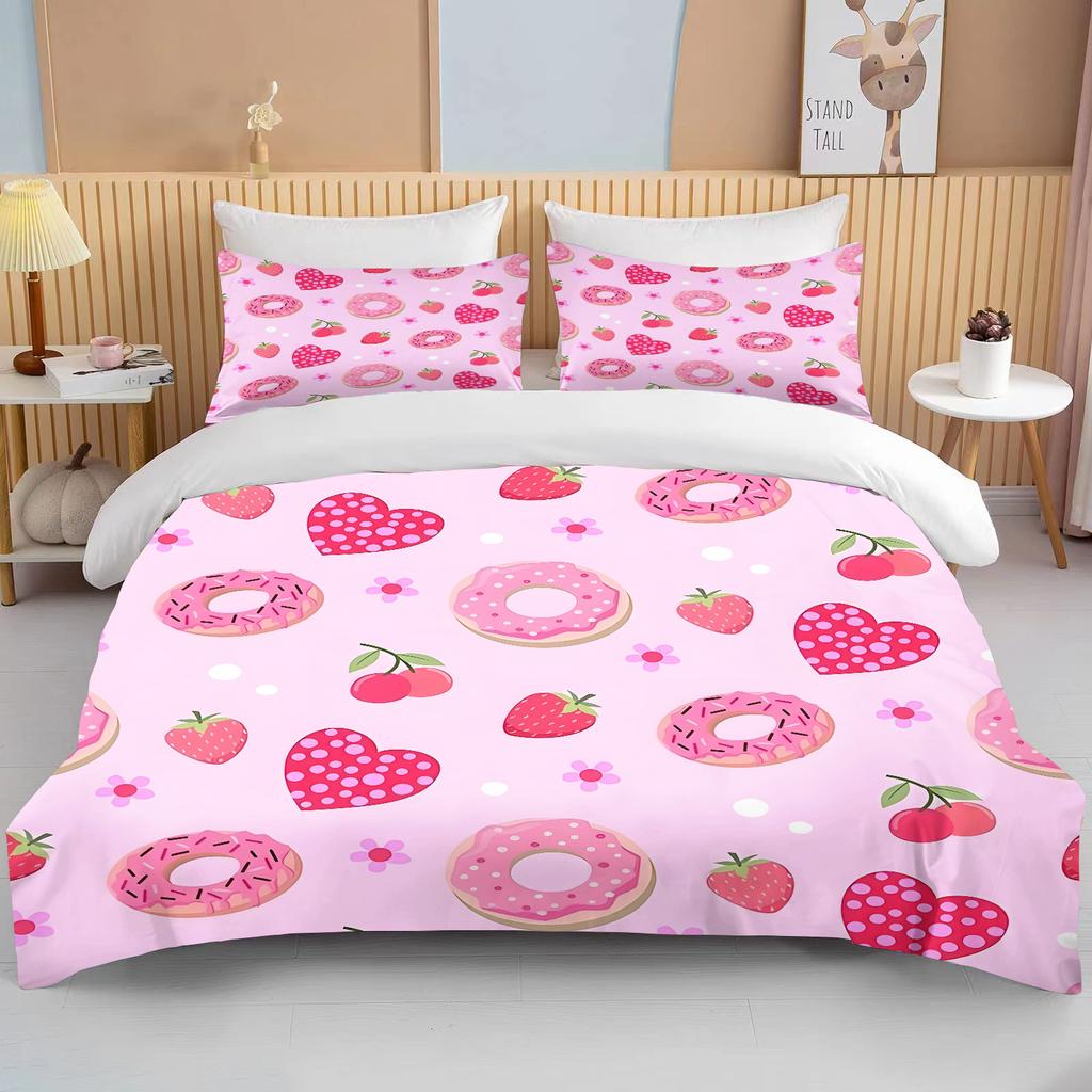 Sweet Strawberry Print Bedding Set Duvet Cover 1 Duvet Cover 2 Pillowcases Adult and Kids Bedding Set Luxury Queen Bedding Set