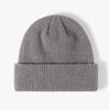 New Arrival Autumn and Winter Fashion Warm Lovely Pure Color Solid  Dark Grey  Customized Knitted Women Beanies