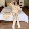 Женские пижамы из 3 предметов с милым принтом из мультфильмов Harajuku Fashion Homewear Осень/зима Ночная одежда