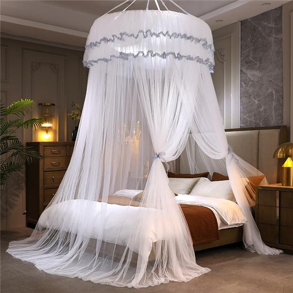 2027 New Dome Ceiling Mosquito Net Fresh Encryption Net Yarn Princess Wind Free Installation Floor Ceiling Mosquito Net high quality