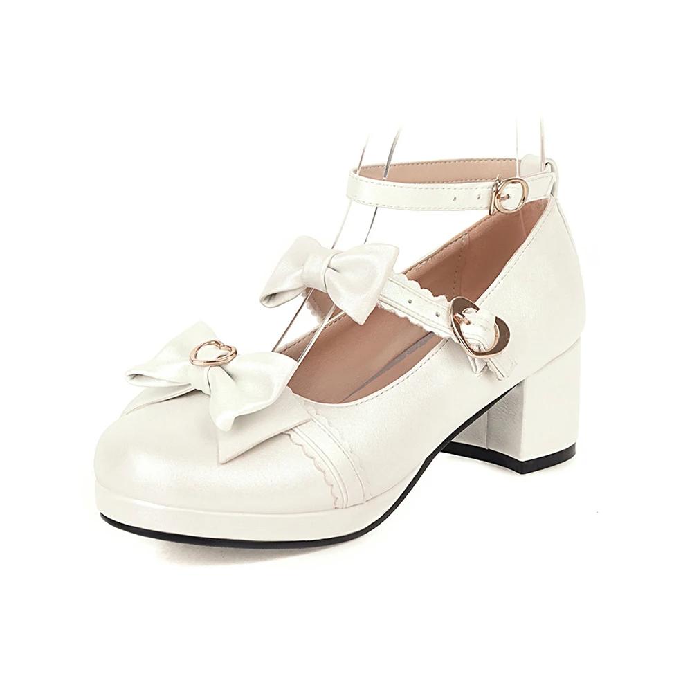 Мода 2025 Весна Осень Женские Туфли Лолита Обувь Платформа Высокий Каблук Черный Красный Т-образный Ремешок Пряжка Мэри Джейн Обувь Бант Женские Вечерние Туфли