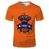 King's Day Crown Pattern T-shirt Dutch Flag Celebration Clothing Street Party Sports Breathable Children's Code Unisex Oversized