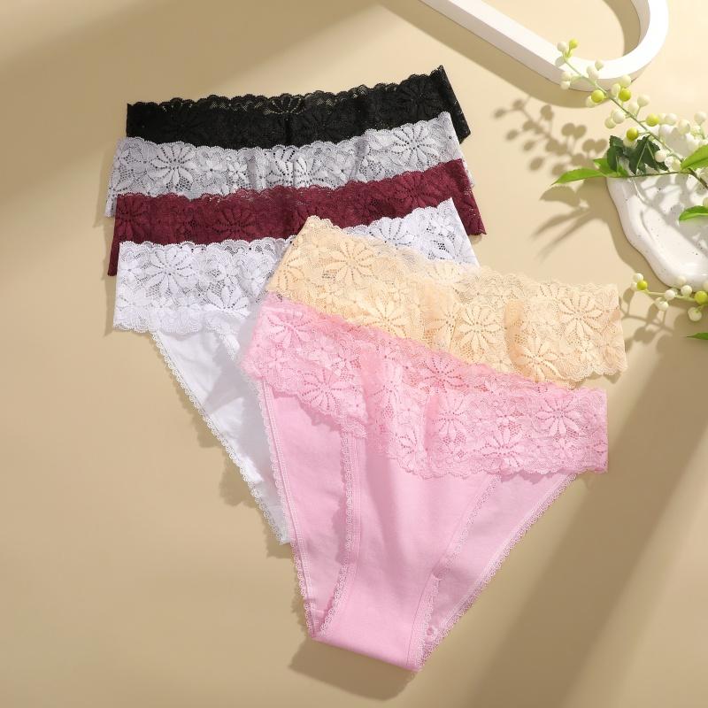 2PCS Seamless Cotton Briefs Women's Flower Lace Panties Sexy Particular Breathable Underwear Female Stretch Erotic Lingerie S-XL