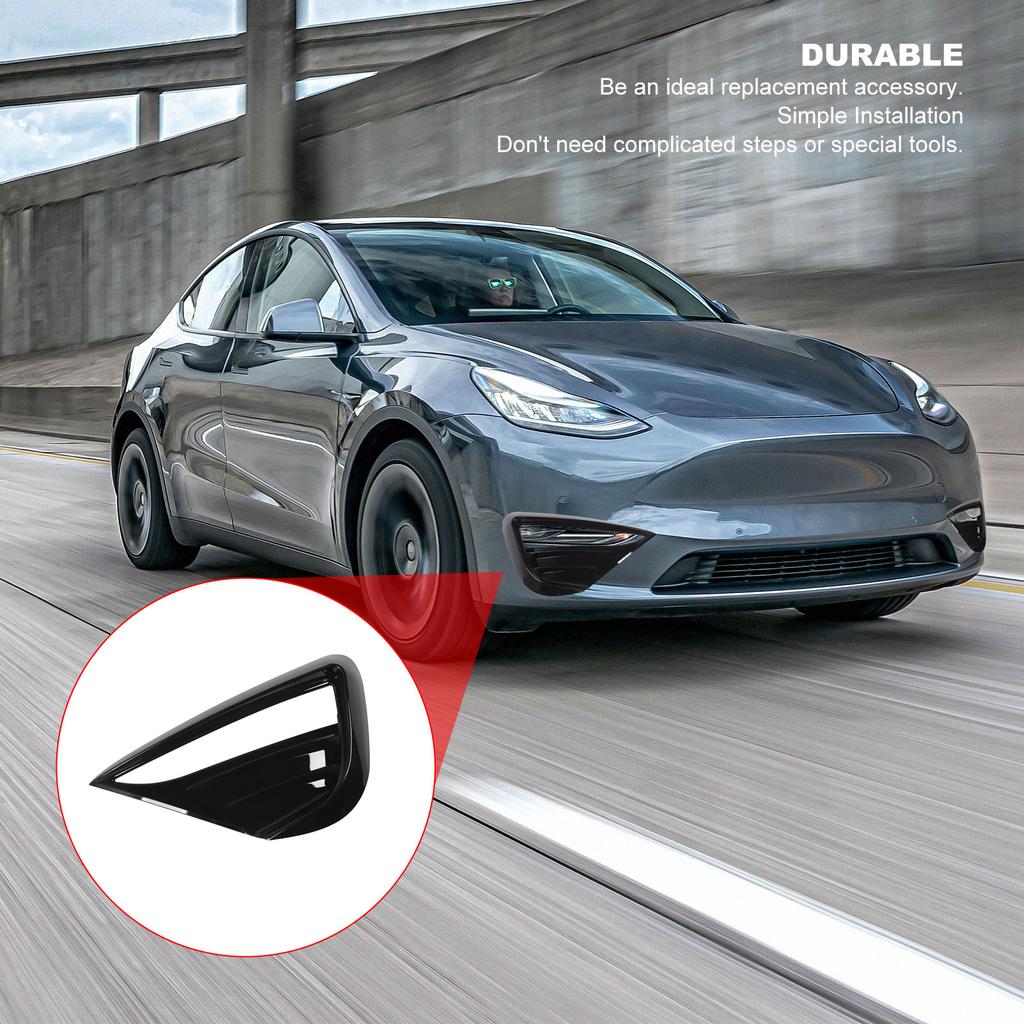 New 2Pcs Car Fog Light Cover Glossy Black Front Fog Lamp Eyebrow Trim Replacement For Tesla Model Y 2019 To 2025