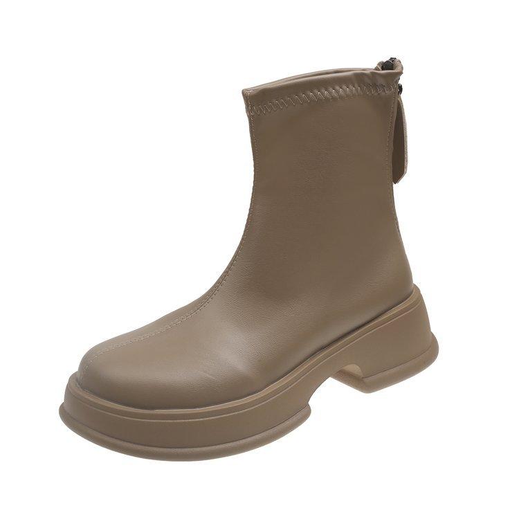 Массивные женские современные короткие ботинки, модные туфли на платформе с молнией сзади, осенне-зимние женские ботильоны на квадратном каблуке