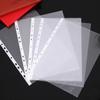 100pcs 11 Holes Transparent Plastic Punched File Folders A4 Document Sleeves Protector Office Supplies