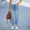 Women'S Pants Women Stretchy High Waisted Straight Leg Ripped Boyfriend Jeans Frayed Ankle Denim Pants Pantalones De Mujer