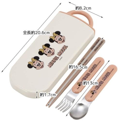 Skater Children's Antibacterial Trio Set Chopsticks Spoon Fork Disney Minnie Mouse Retro Made In Japan TACC2AG-A