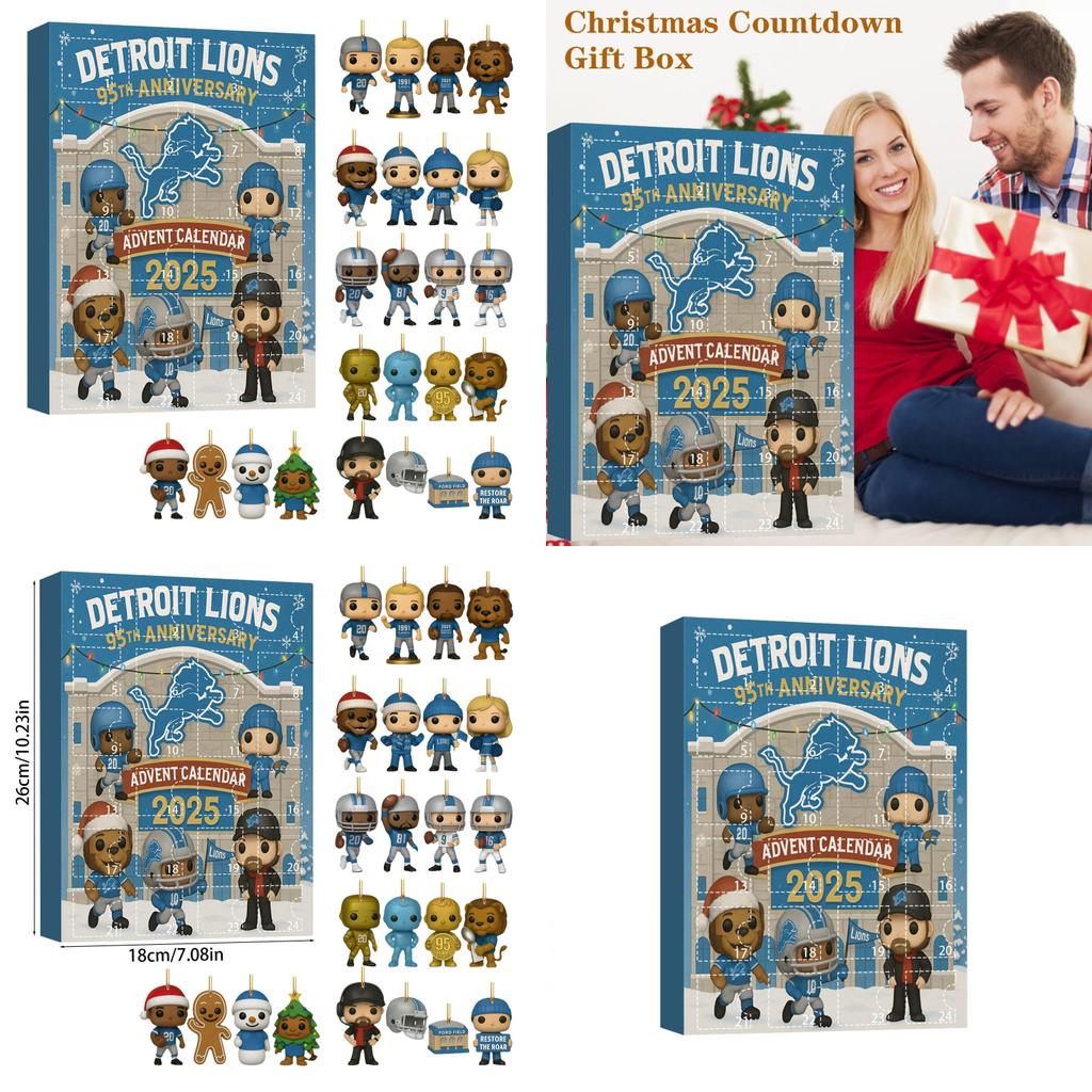 Detroit Lions 95th Anniversary Christmas Blind Box Tree Ornaments With Acrylic Material For Holiday Decor