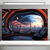 Футуристический Космический Корабль Кабина Вид на Планету Sci-Fi Городской Пейзаж Гобелен Настенное Панно Для Спальни Комнаты Геймера Декор Космическое Искусство Printhome