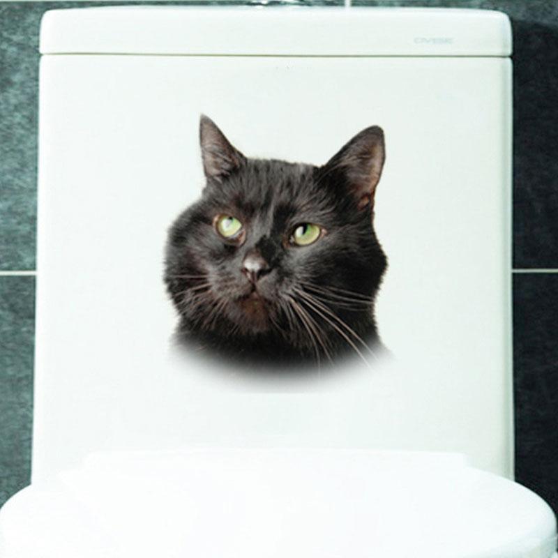 1 шт., настенные, окна, 3D наклейки для туалета с кошками, ПВХ, милые животные, художественная наклейка, домашний декор