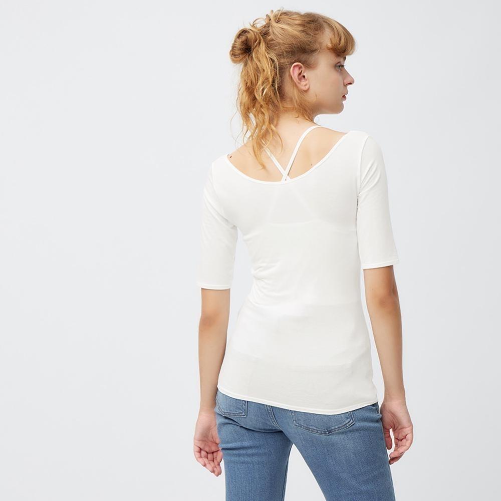 GU STYLE HEAT WIDE NECK T Половина рукава + E