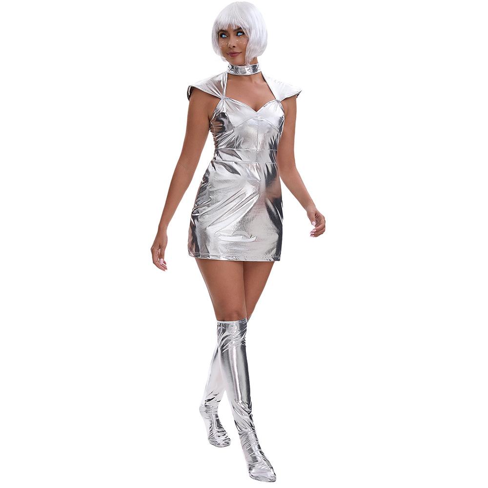 New Mechanical Age Silver Spacesuit, Halloween Planet Warrior Astronaut Cosplay Suit