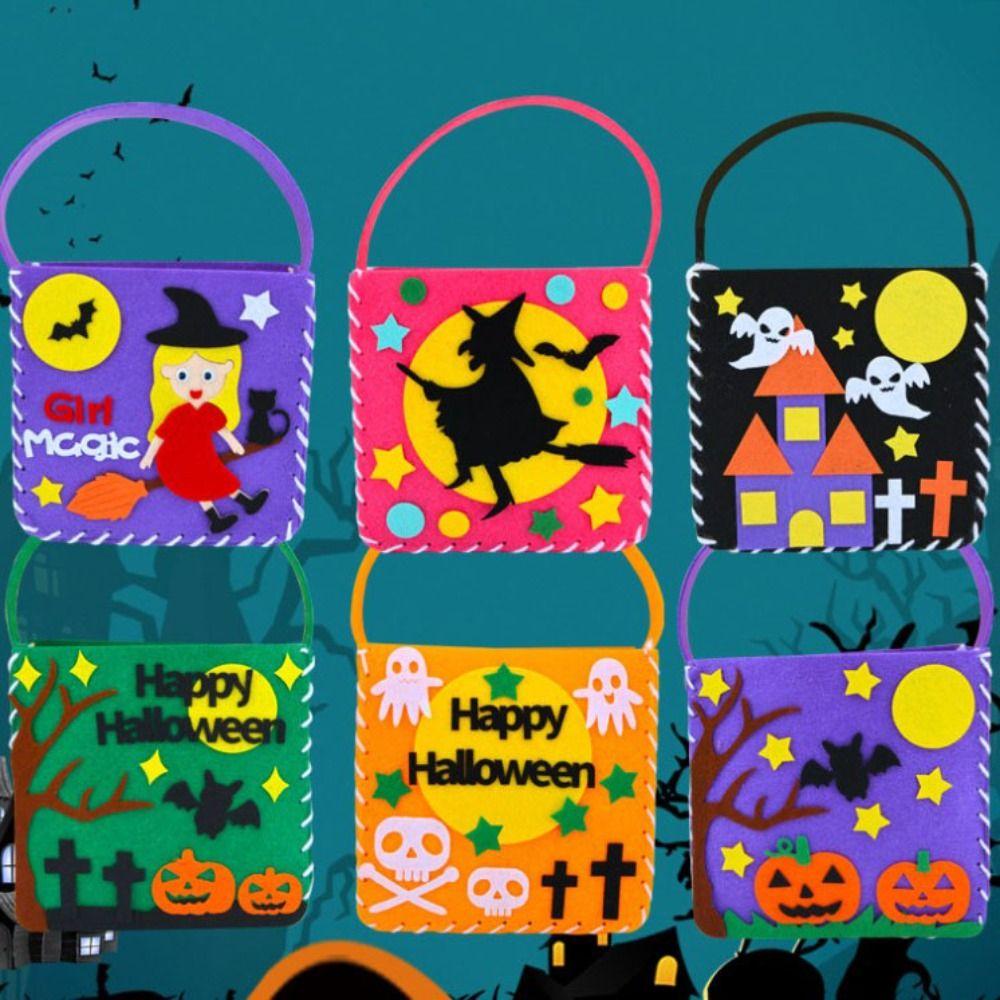 Pumpkin Bag DIY Halloween Candy Bag Trick Or Treat Pumpkin Handbag Kindergarten