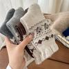 Flower-patterned Wool Pile Socks for Women, Mid-calf Socks, Thickened and Warm Wool Socks for Autumn and Winter