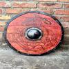 45.72 Cm Medieval Dragon Battle Worn Viking Shield, Wooden Valhalla Viking Round Shield Gift For Men, Norse Cosplay Costume Shield Halloween Gift