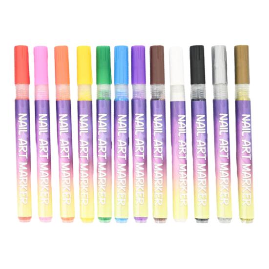 1/13Pcs Nail Art Pens 3D Quick Dry 0.5MM DIY Gel Nail Art Acrylic Paint Markers Nail Point Graffiti Dotting Liner Pen Nail Drawing Painting Tools
