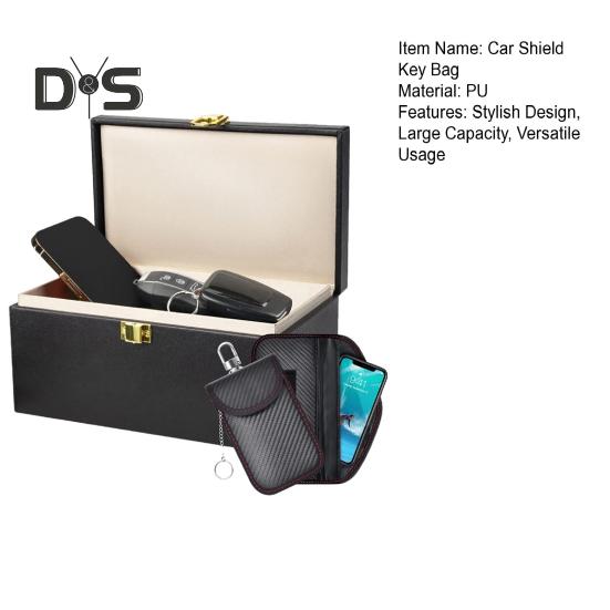 Коробка Фарадея для автомобильных ключей, блокирующая сигнализацию, двухслойный противоугонный органайзер для ключей с 2 карманами Фарадея