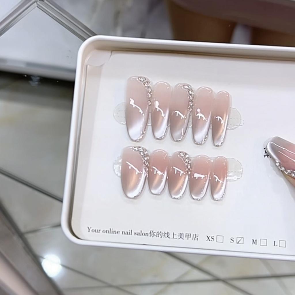 Pure Hand-dressed Armor Spring and Summer New Style Meteor Shower Wheat Ear Ice-transparent Cat Eyes Pure and Lustful Manicure Sticker